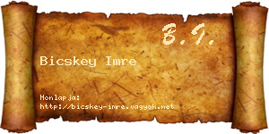 Bicskey Imre névjegykártya